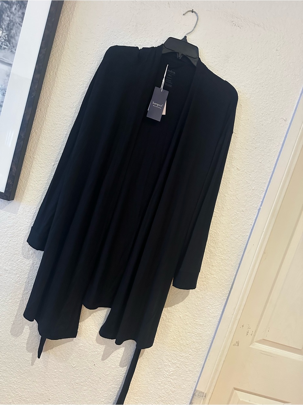 Auden Black Open-Front Draped Robe - Picture 2 of 5